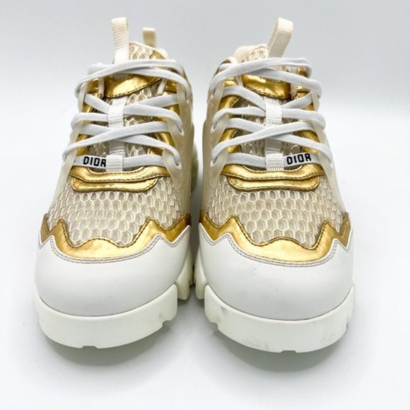 Christian Dior Mesh D-Connect Sneakers 37.5 Gold - Picture 3 of 11